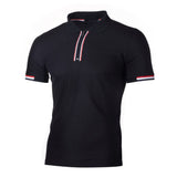 Men Slim Casual Cotton Solid Short Sleeve Polos