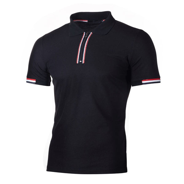 Men Slim Casual Cotton Solid Short Sleeve Polos