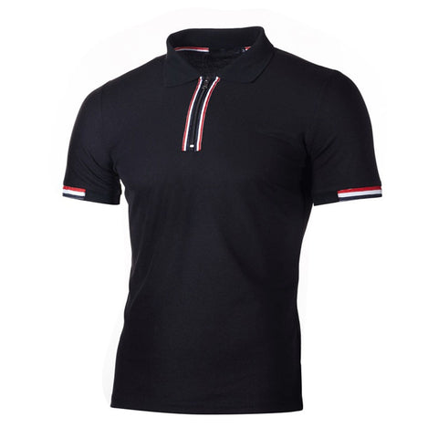 Men Slim Casual Cotton Solid Short Sleeve Polos