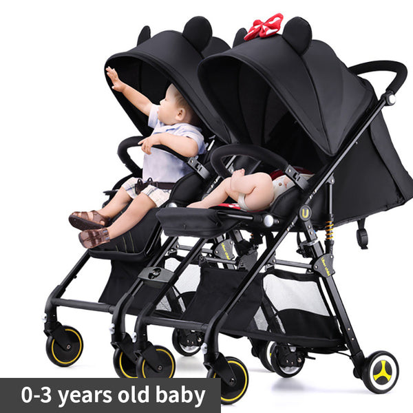 Fast shipping! Twin baby strollers ultra light portable can sit and lie detachable folding double pram can be on plane umbrellas