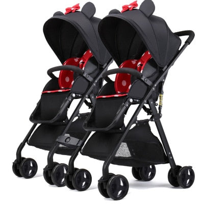 Fast shipping! Twin baby strollers ultra light portable can sit and lie detachable folding double pram can be on plane umbrellas