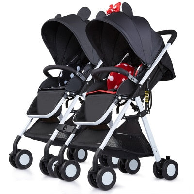 Fast shipping! Twin baby strollers ultra light portable can sit and lie detachable folding double pram can be on plane umbrellas