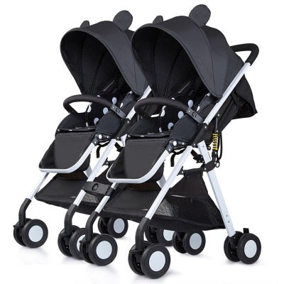 Fast shipping! Twin baby strollers ultra light portable can sit and lie detachable folding double pram can be on plane umbrellas