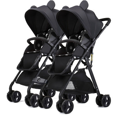 Fast shipping! Twin baby strollers ultra light portable can sit and lie detachable folding double pram can be on plane umbrellas