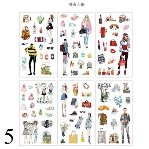 6Sheets/Pack Kawaii Stationery Stickers Cute Whale Stickers Lovely Paper Stickers For Kids DIY Diary Scrapbooking Photo Ablums