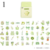 50Pcs Cute Plant Stationery Stickers Kawaii Drink Stickers Paper Adhesive Stickers For Kids DIY Scrapbooking Diary Photos Albums