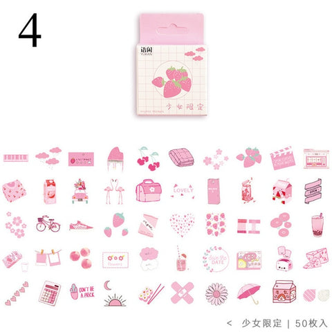 50Pcs Cute Plant Stationery Stickers Kawaii Drink Stickers Paper Adhesive Stickers For Kids DIY Scrapbooking Diary Photos Albums