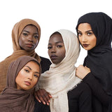 2019 women bubble cotton solid Islam muslim head scarf shawls and wraps pashmina female foulard viscose maxi crinkle cloud hijab - THE PLACE TO BE !!