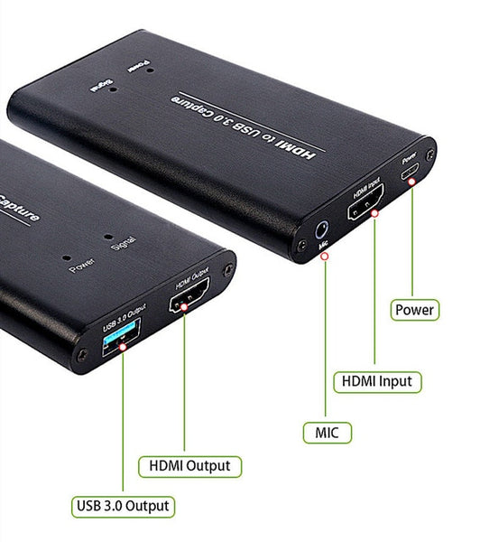 KuWFi USB3.0 HDMI 4K60Hz Video Capture HDMI to USB Video Capture Card Dongle Game Streaming Live Stream Broadcast with MICinput