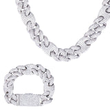 TOPGRILLZ 20mm New Lock Clasp Miami Cuban Chain with Bracelet & Necklace Set AAA Bling Cubic Zirconia CZ Hip hop Rock Jewelry - THE PLACE TO BE !!