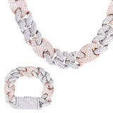 TOPGRILLZ 20mm New Lock Clasp Miami Cuban Chain with Bracelet & Necklace Set AAA Bling Cubic Zirconia CZ Hip hop Rock Jewelry - THE PLACE TO BE !!