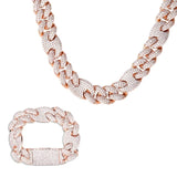 TOPGRILLZ 20mm New Lock Clasp Miami Cuban Chain with Bracelet & Necklace Set AAA Bling Cubic Zirconia CZ Hip hop Rock Jewelry - THE PLACE TO BE !!