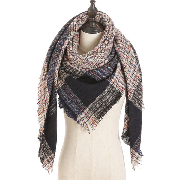 2019 new designer brand women cashmere scarf triangle winter scarves lady shawls and wraps knit blanket neck striped foulard