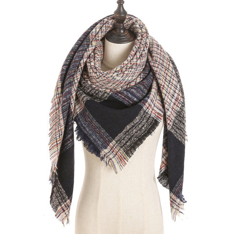 2019 new designer brand women cashmere scarf triangle winter scarves lady shawls and wraps knit blanket neck striped foulard