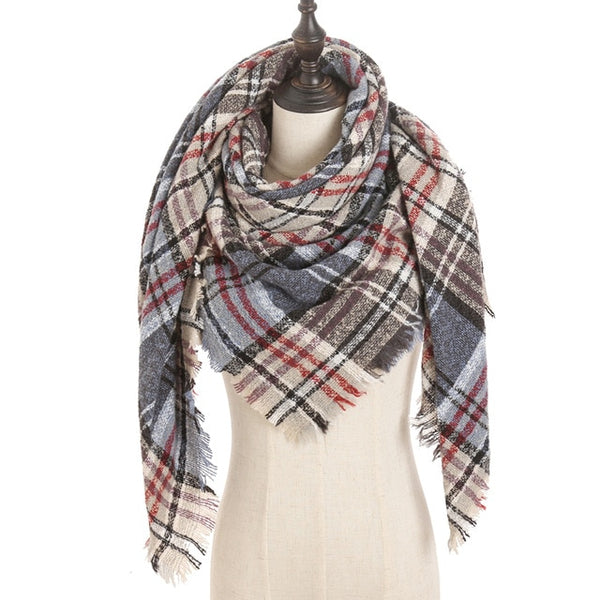 2019 new designer brand women cashmere scarf triangle winter scarves lady shawls and wraps knit blanket neck striped foulard