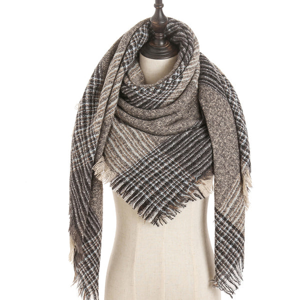 2019 new designer brand women cashmere scarf triangle winter scarves lady shawls and wraps knit blanket neck striped foulard
