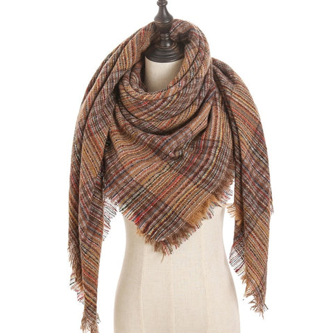 2019 new designer brand women cashmere scarf triangle winter scarves lady shawls and wraps knit blanket neck striped foulard