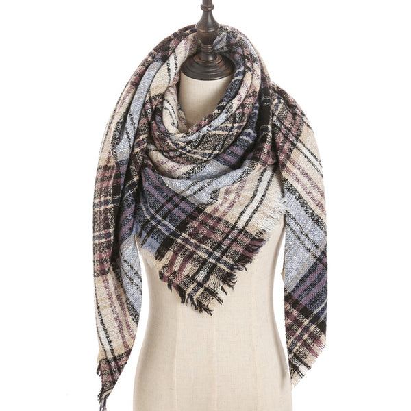 2019 new designer brand women cashmere scarf triangle winter scarves lady shawls and wraps knit blanket neck striped foulard