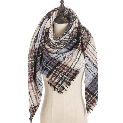 2019 new designer brand women cashmere scarf triangle winter scarves lady shawls and wraps knit blanket neck striped foulard