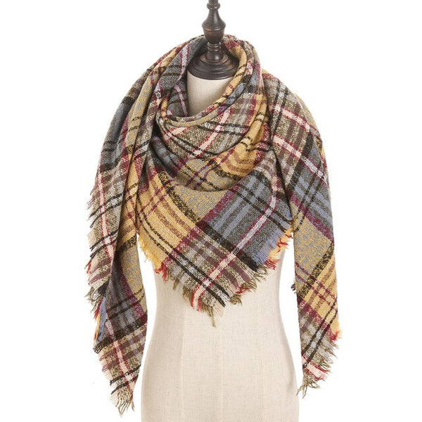 2019 new designer brand women cashmere scarf triangle winter scarves lady shawls and wraps knit blanket neck striped foulard