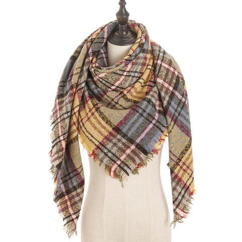 2019 new designer brand women cashmere scarf triangle winter scarves lady shawls and wraps knit blanket neck striped foulard