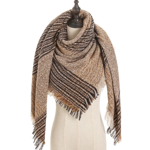 2019 new designer brand women cashmere scarf triangle winter scarves lady shawls and wraps knit blanket neck striped foulard