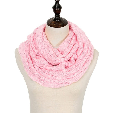 2019 Knitted Cable Ring Scarf Women Soft Winter Infinity Scarves Cashmere Neck Circle Scarf Luxury Brand Ladies Warm Snood Scarf