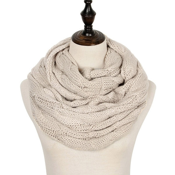 2019 Knitted Cable Ring Scarf Women Soft Winter Infinity Scarves Cashmere Neck Circle Scarf Luxury Brand Ladies Warm Snood Scarf