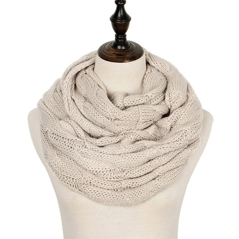 2019 Knitted Cable Ring Scarf Women Soft Winter Infinity Scarves Cashmere Neck Circle Scarf Luxury Brand Ladies Warm Snood Scarf