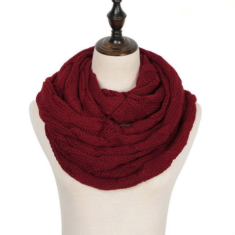 2019 Knitted Cable Ring Scarf Women Soft Winter Infinity Scarves Cashmere Neck Circle Scarf Luxury Brand Ladies Warm Snood Scarf