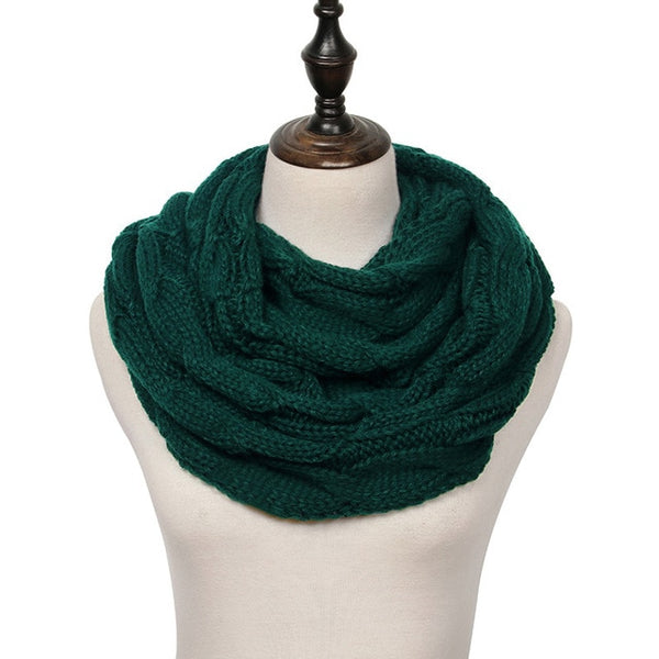 2019 Knitted Cable Ring Scarf Women Soft Winter Infinity Scarves Cashmere Neck Circle Scarf Luxury Brand Ladies Warm Snood Scarf