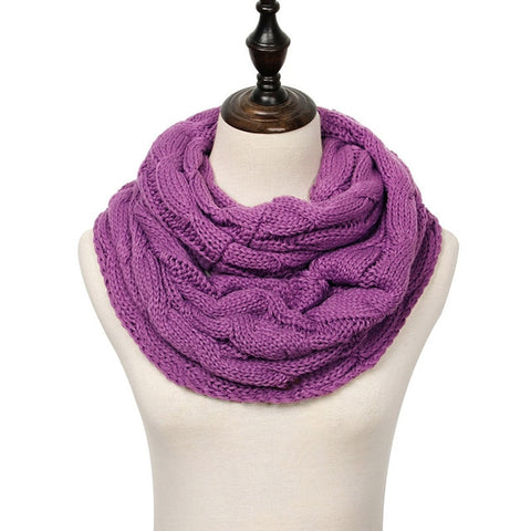 2019 Knitted Cable Ring Scarf Women Soft Winter Infinity Scarves Cashmere Neck Circle Scarf Luxury Brand Ladies Warm Snood Scarf