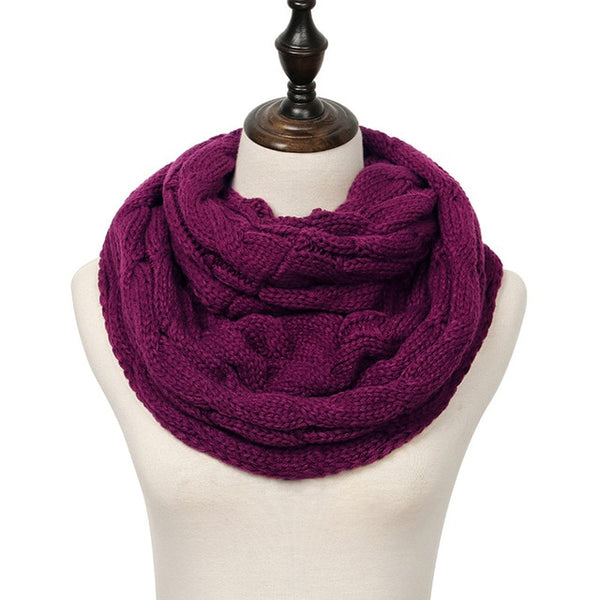 2019 Knitted Cable Ring Scarf Women Soft Winter Infinity Scarves Cashmere Neck Circle Scarf Luxury Brand Ladies Warm Snood Scarf