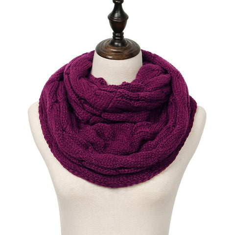 2019 Knitted Cable Ring Scarf Women Soft Winter Infinity Scarves Cashmere Neck Circle Scarf Luxury Brand Ladies Warm Snood Scarf