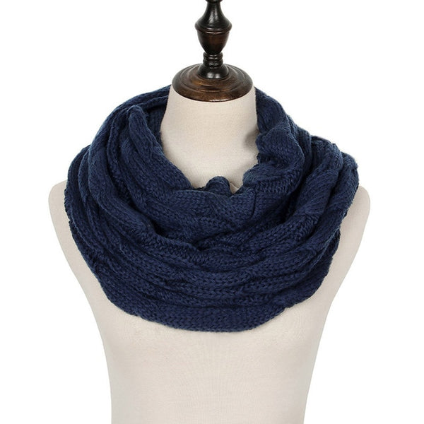 2019 Knitted Cable Ring Scarf Women Soft Winter Infinity Scarves Cashmere Neck Circle Scarf Luxury Brand Ladies Warm Snood Scarf