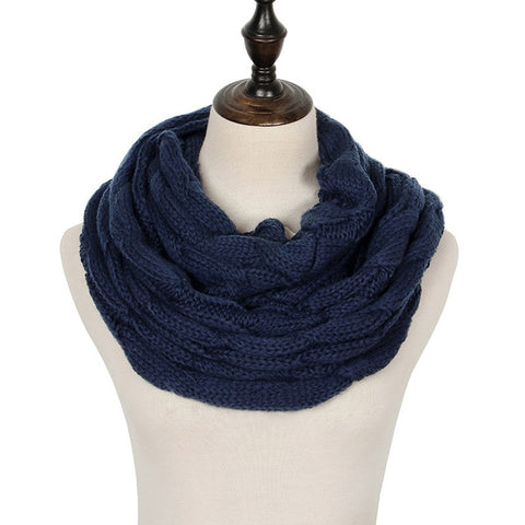 2019 Knitted Cable Ring Scarf Women Soft Winter Infinity Scarves Cashmere Neck Circle Scarf Luxury Brand Ladies Warm Snood Scarf