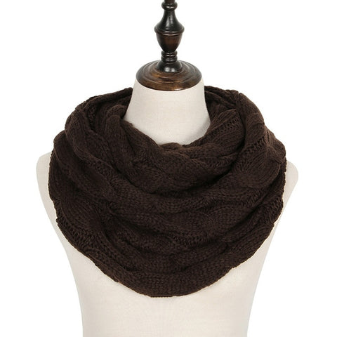 2019 Knitted Cable Ring Scarf Women Soft Winter Infinity Scarves Cashmere Neck Circle Scarf Luxury Brand Ladies Warm Snood Scarf