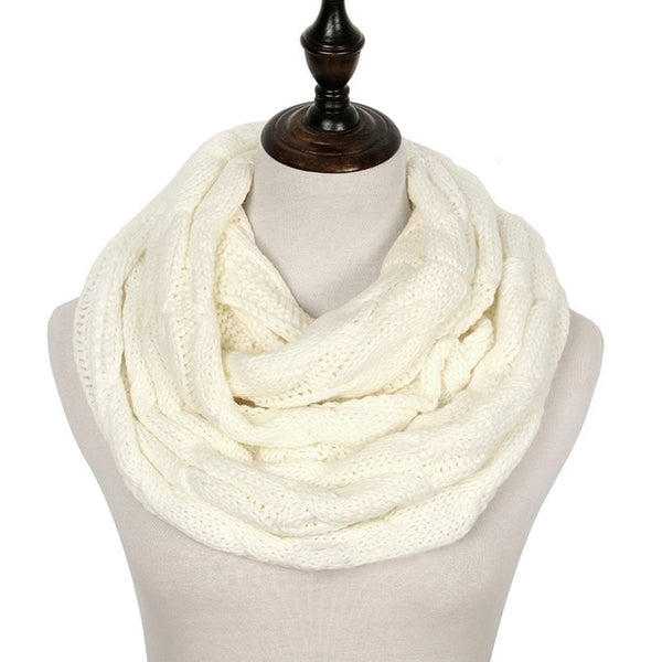 2019 Knitted Cable Ring Scarf Women Soft Winter Infinity Scarves Cashmere Neck Circle Scarf Luxury Brand Ladies Warm Snood Scarf