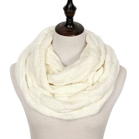 2019 Knitted Cable Ring Scarf Women Soft Winter Infinity Scarves Cashmere Neck Circle Scarf Luxury Brand Ladies Warm Snood Scarf