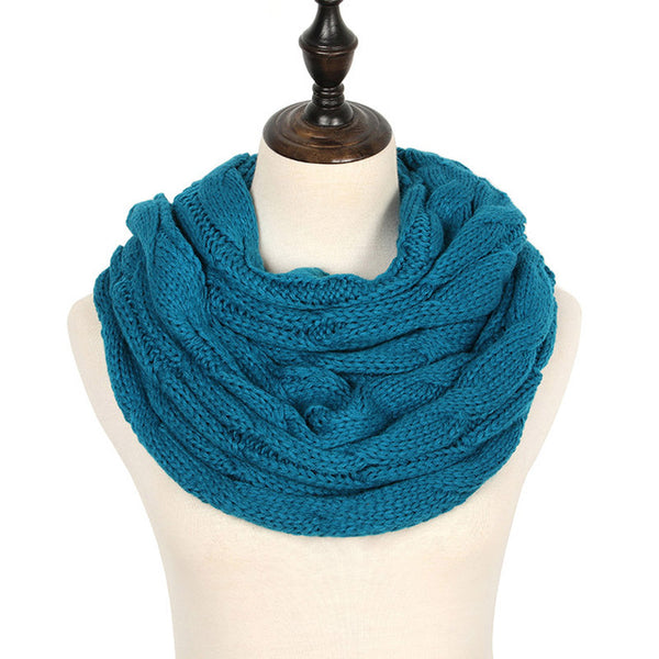 2019 Knitted Cable Ring Scarf Women Soft Winter Infinity Scarves Cashmere Neck Circle Scarf Luxury Brand Ladies Warm Snood Scarf