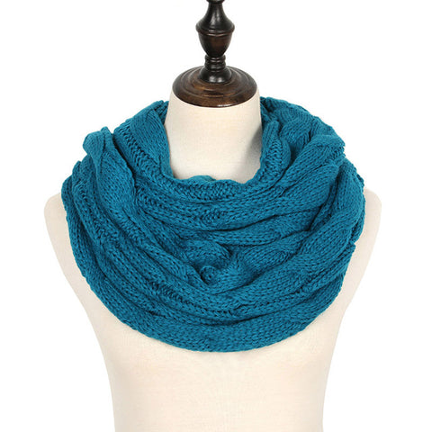 2019 Knitted Cable Ring Scarf Women Soft Winter Infinity Scarves Cashmere Neck Circle Scarf Luxury Brand Ladies Warm Snood Scarf