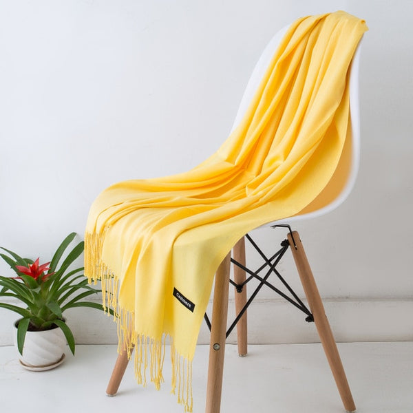 2019 New Luxury Brand Women Cashmere Solid Beach Scarf Spring /Summer Thin Pashmina Shawls and Wrap Female Foulard Hijab Stoles