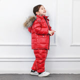 Winter Children Down Suit Long  Zipper Solid White Duck Down Boys Girls Down Jackets Thickening Jacket + Pants Two piece Clothes - THE PLACE TO BE !!