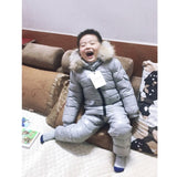 Winter Children Down Suit Long  Zipper Solid White Duck Down Boys Girls Down Jackets Thickening Jacket + Pants Two piece Clothes - THE PLACE TO BE !!