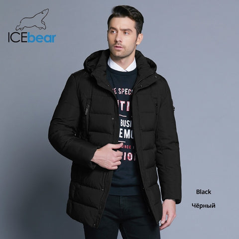 ICEbear 2019 new winter men's jacket with high quality fabric detachable hat for male's warm coat simple mens coat MWD18945D