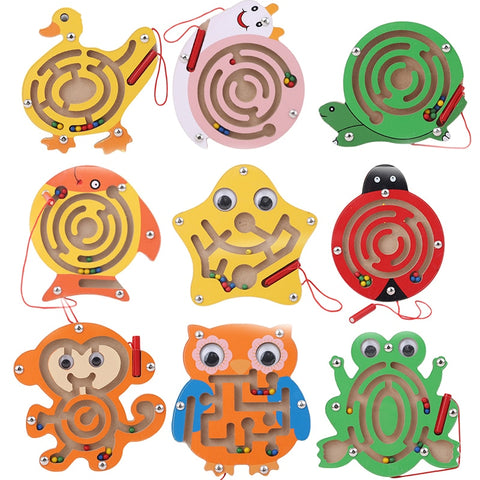 Baby Wooden Toys Maze Game toy Monterey Shuttle Early Learning Magnetic Puzzle Snail Monkey Labyrinth For Baby toys 0-12months