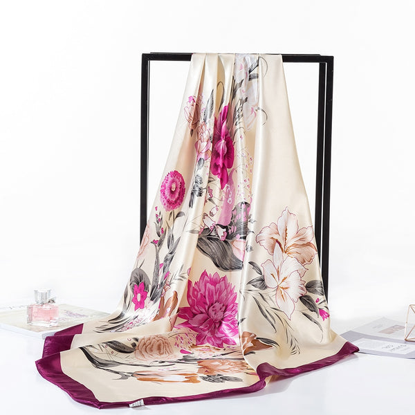 2019 Silk Scarf Fashion Foulard Satin Shawl Scarf Big Size 90*90cm Square silk Hair/Head Scarves Women bandana Large Hija