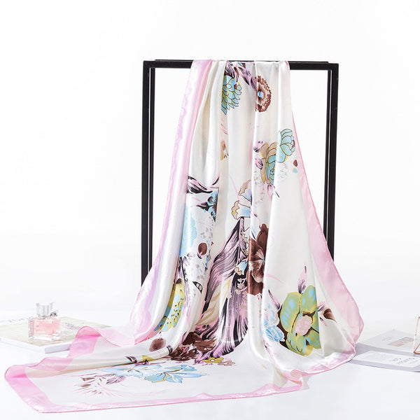 2019 Silk Scarf Fashion Foulard Satin Shawl Scarf Big Size 90*90cm Square silk Hair/Head Scarves Women bandana Large Hija