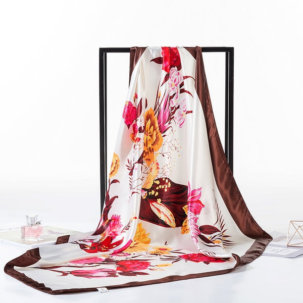 2019 Silk Scarf Fashion Foulard Satin Shawl Scarf Big Size 90*90cm Square silk Hair/Head Scarves Women bandana Large Hija