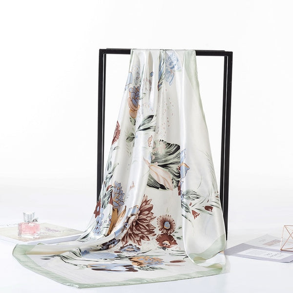 2019 Silk Scarf Fashion Foulard Satin Shawl Scarf Big Size 90*90cm Square silk Hair/Head Scarves Women bandana Large Hija